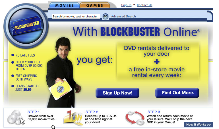 Blockbuster Online service interface