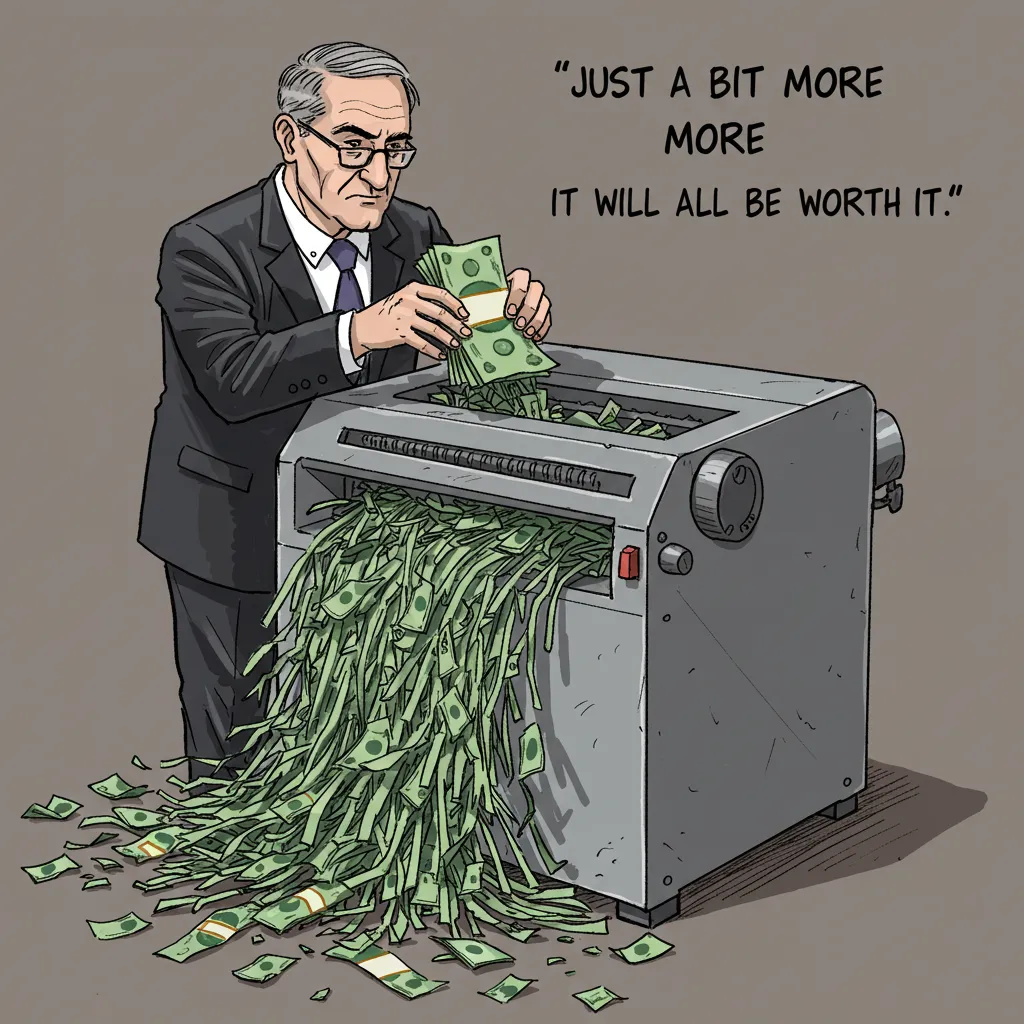 A man shredding money.