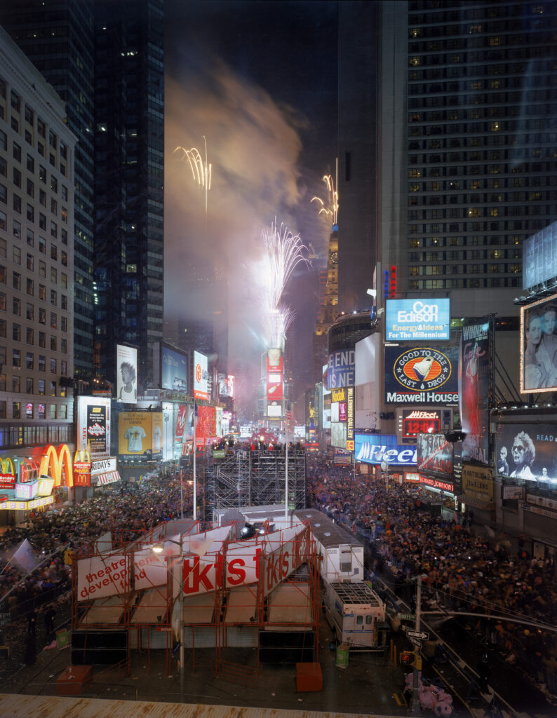 People celebrating New Year's 2000 in Times Square